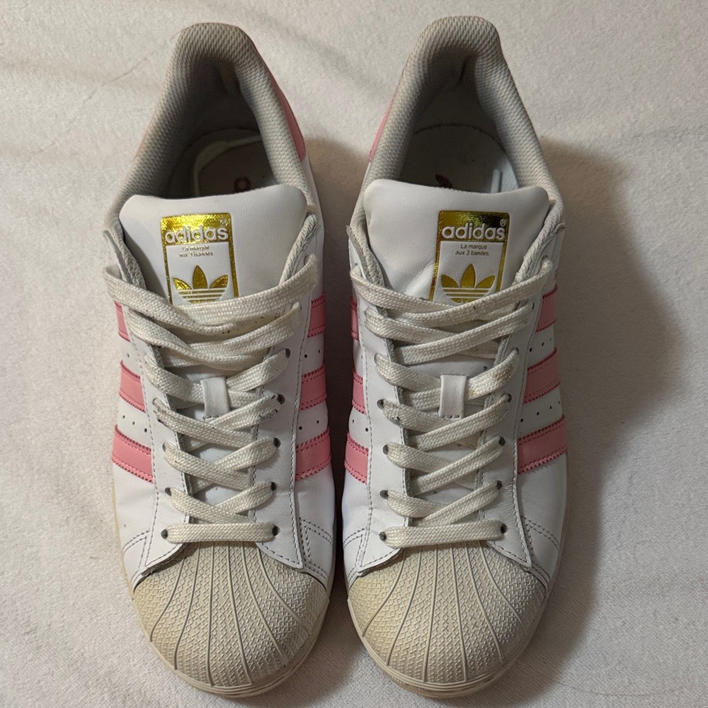 Adidas Women’s White & Pink Classic Superstar Sneakers